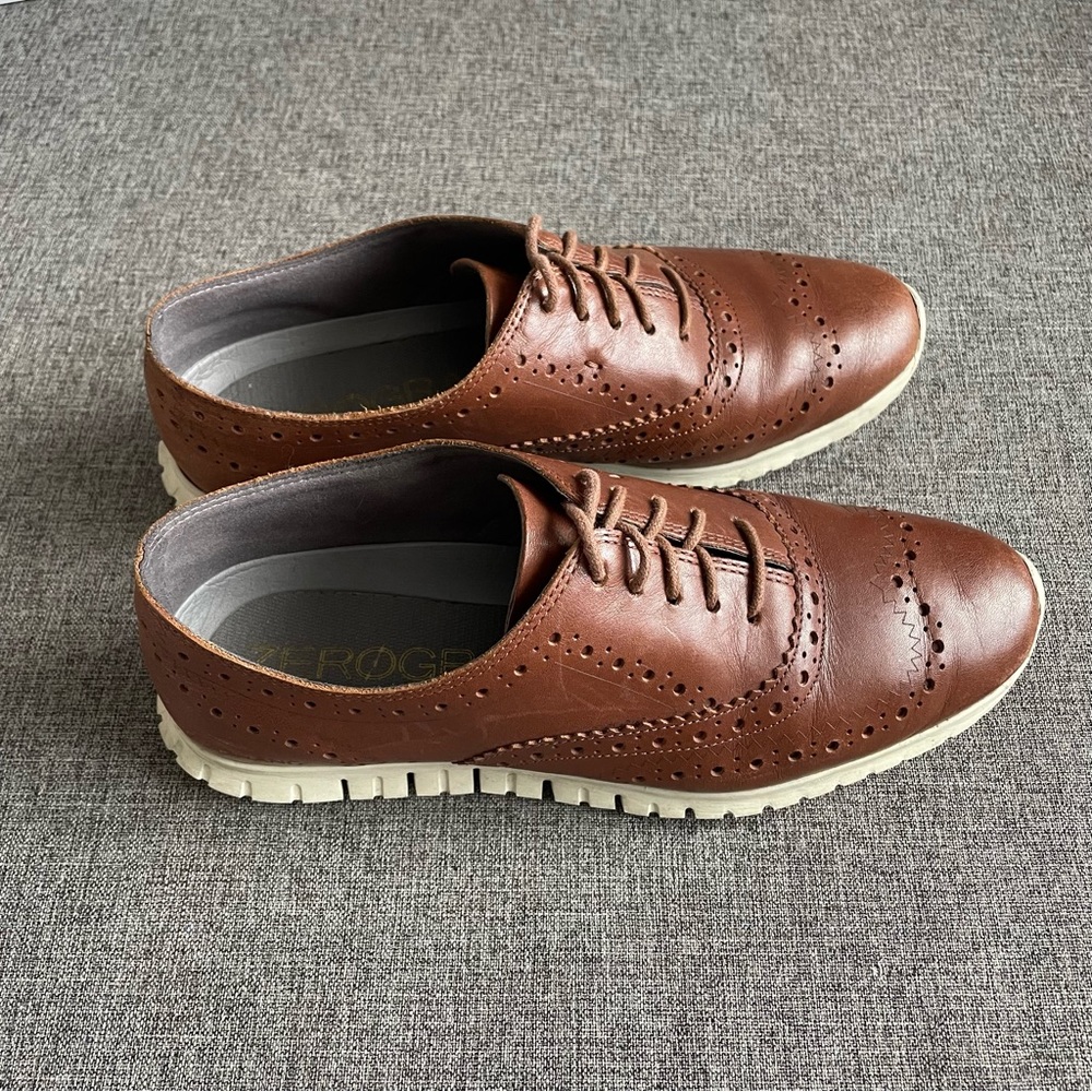 Cole Haan Women's Brown Leather Wingtip Loafers